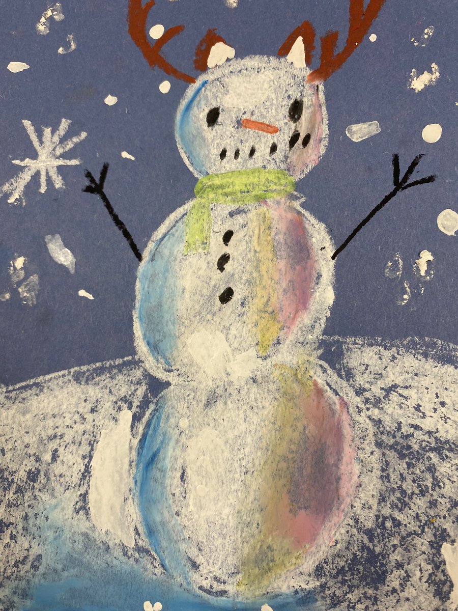 Love these snowmen made by my second grade artists ⁦@GLECPVA⁩ ⁦<a href="/HISDFineArts/">Harlandale Fine Arts</a>⁩ <a href="/chandelart/">Dr. Chandel Hancock</a>