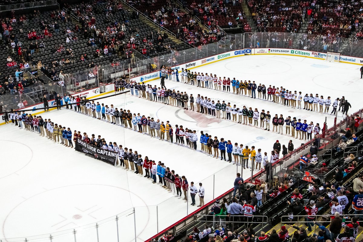 NJDevils's tweet photo. We C you 🫡

We are proud to celebrate over 180 local high school hockey captains at tonight’s game.

Best of luck to everyone this upcoming season.

#NJDevils | @RWJBarnabas | @jag_pt_