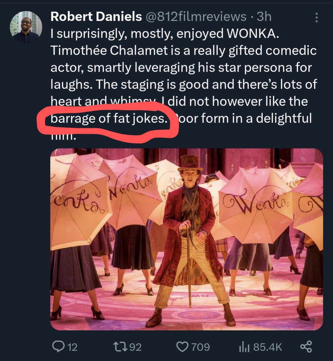 Wonka fat shaming confirmed 😎