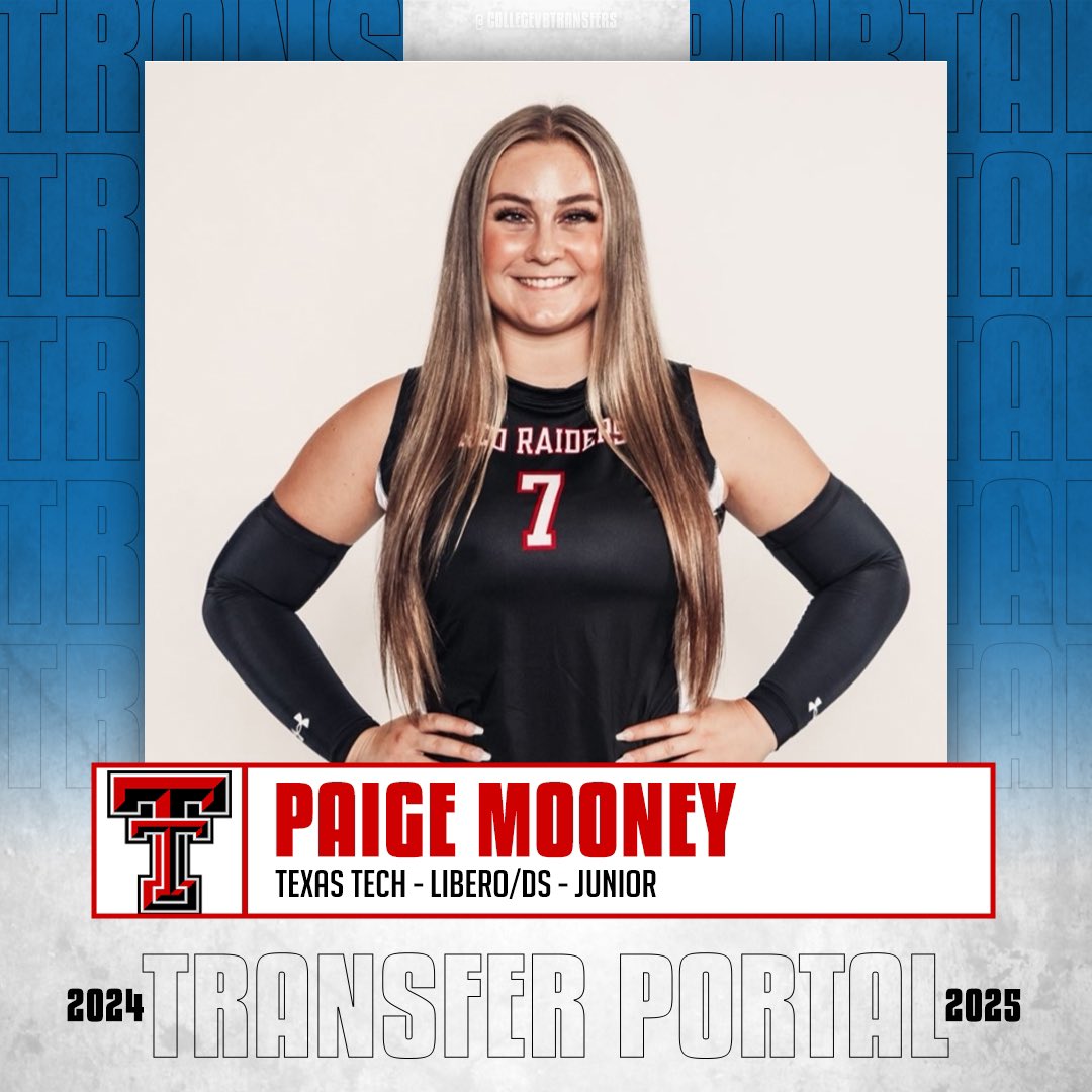 𝗜𝗻 𝗧𝗵𝗲 𝗣𝗼𝗿𝘁𝗮𝗹

✏️: Paige Mooney
🏐: Libero/DS
🎓: Junior
📍: Texas Tech

#CollegeVBTransfers | #NCAAWVB