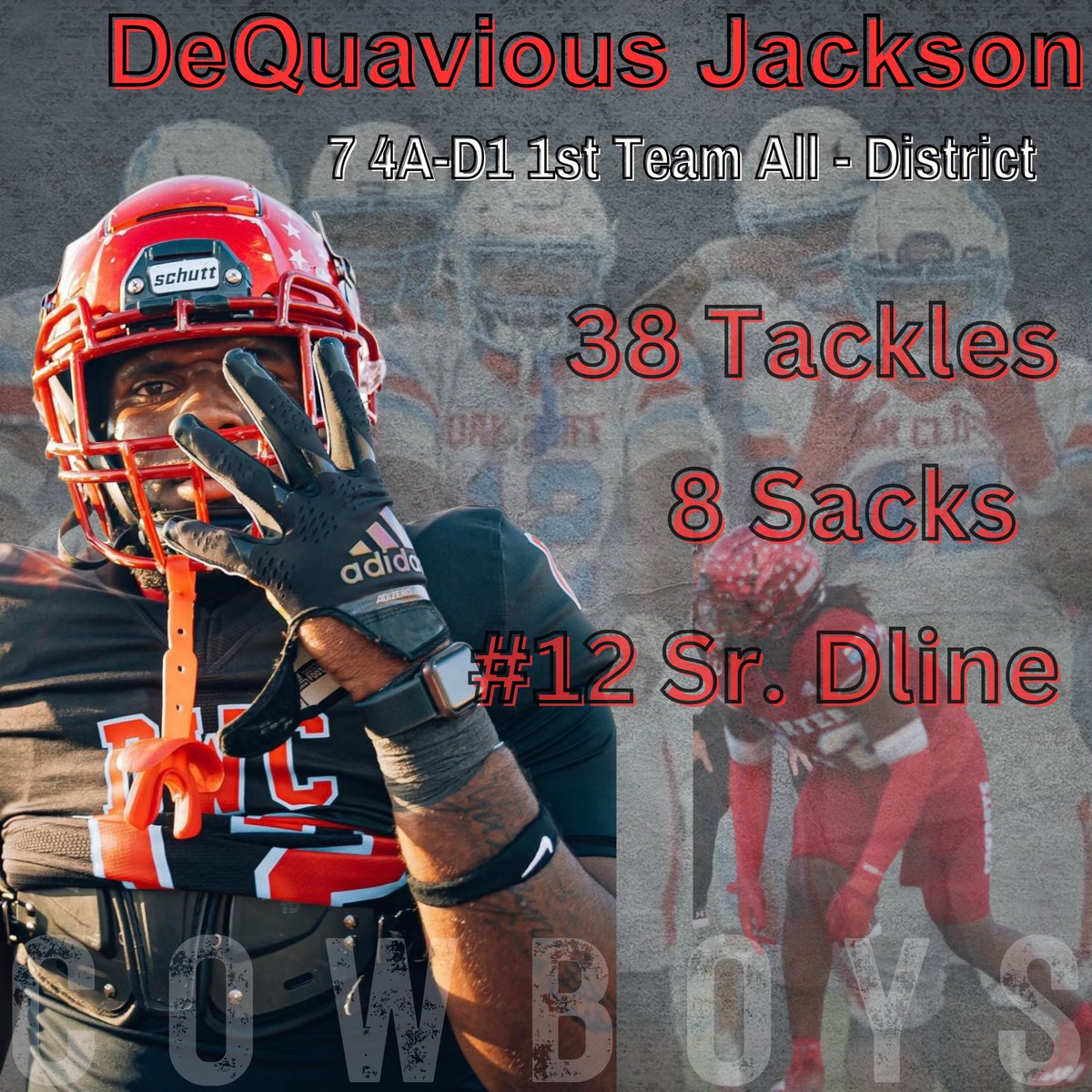 District 7-4A 
1st Team Selection

hudl.com/v/2LcGLa

<a href="/Quafa5/">Quafa6</a> 

Motor, Intensity, Tenacity‼️