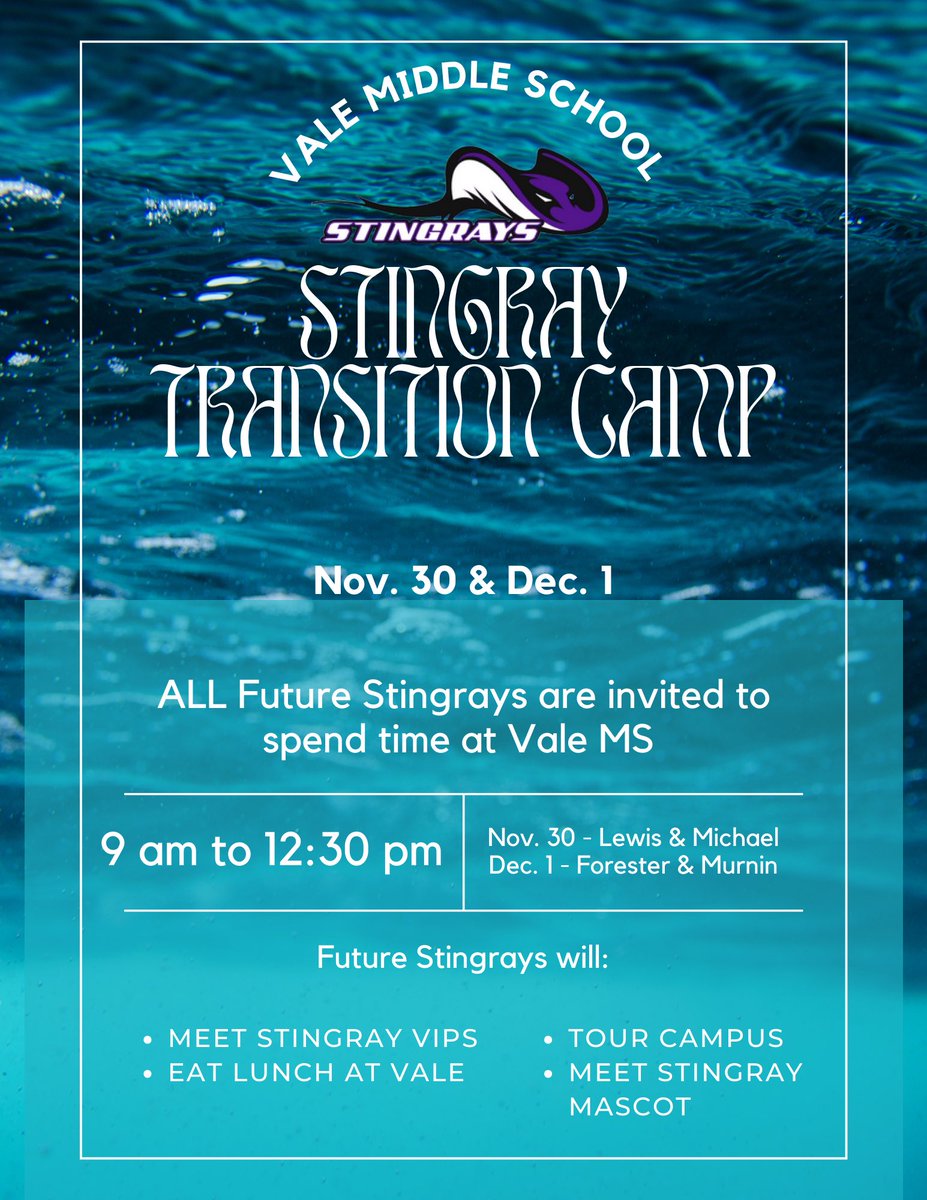 NISDVale's tweet photo. We can hardly stand the wait for our @NISDLewis, @NISDMichael, @NISDFisher, @NISDForester &amp; @NISDMurnin friends to join at our Stingray Transition Camps!  See you soon, friends! #FutureStingrays #StingraySpirit #RaysUp @NISD @WeGoPublic @RootEdSA https://t.co/xQiy0SDu41