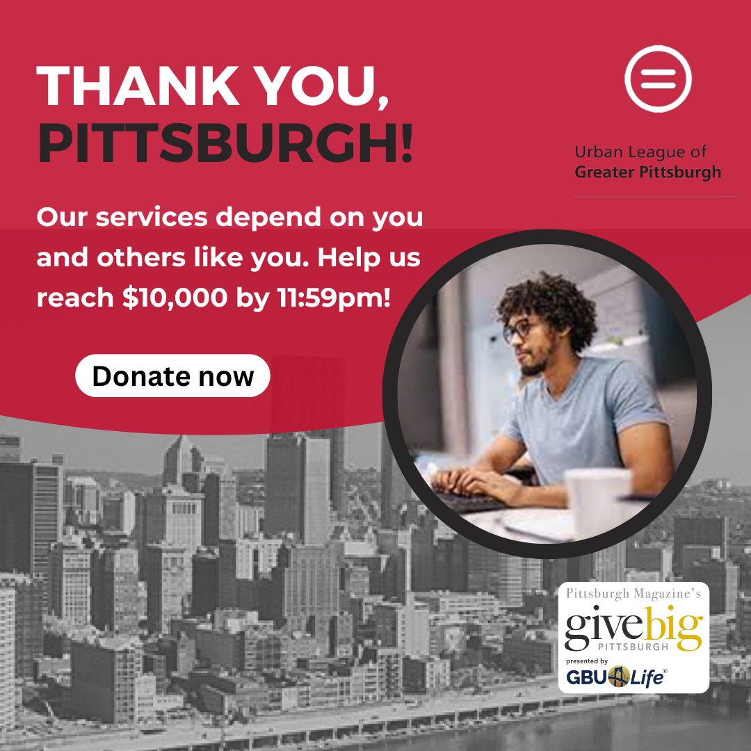 What a day! The outpouring of generosity is what it’s all about. People are giving &amp; they're giving BIG

We have raised over 70% of our goal for today, &amp; with your help, we will get there! Let’s end the day strong. Make a statement, Pittsburgh!! Give BIG

ow.ly/1rHB50Qchsc