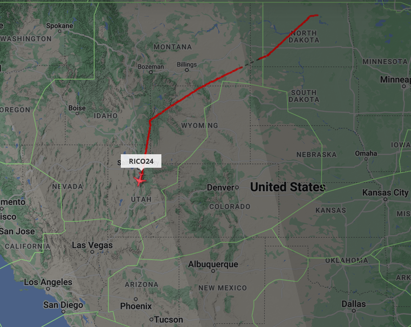 USAF RQ-4B RICO24 flying out of Grand Forks AFB, ND, currently over Utah. In the past when I've seen flights like this, they've flown down to Beale AFB in CA, but Beale ended RQ-4 operations in Aug 2022. I think it could be going to either Nellis AFB or Edwards AFB. #AE54B6