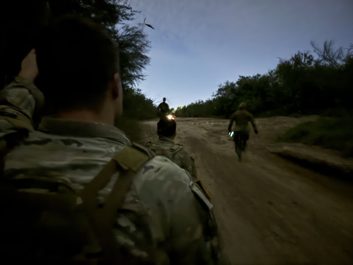 Operation Lone Star service members patrol the Texas-Mexico border around the clock to deter and interdict illegal immigrants from entering the United States. These brush teams are dedicated to stopping the smuggling of illicit drugs and human trafficking.