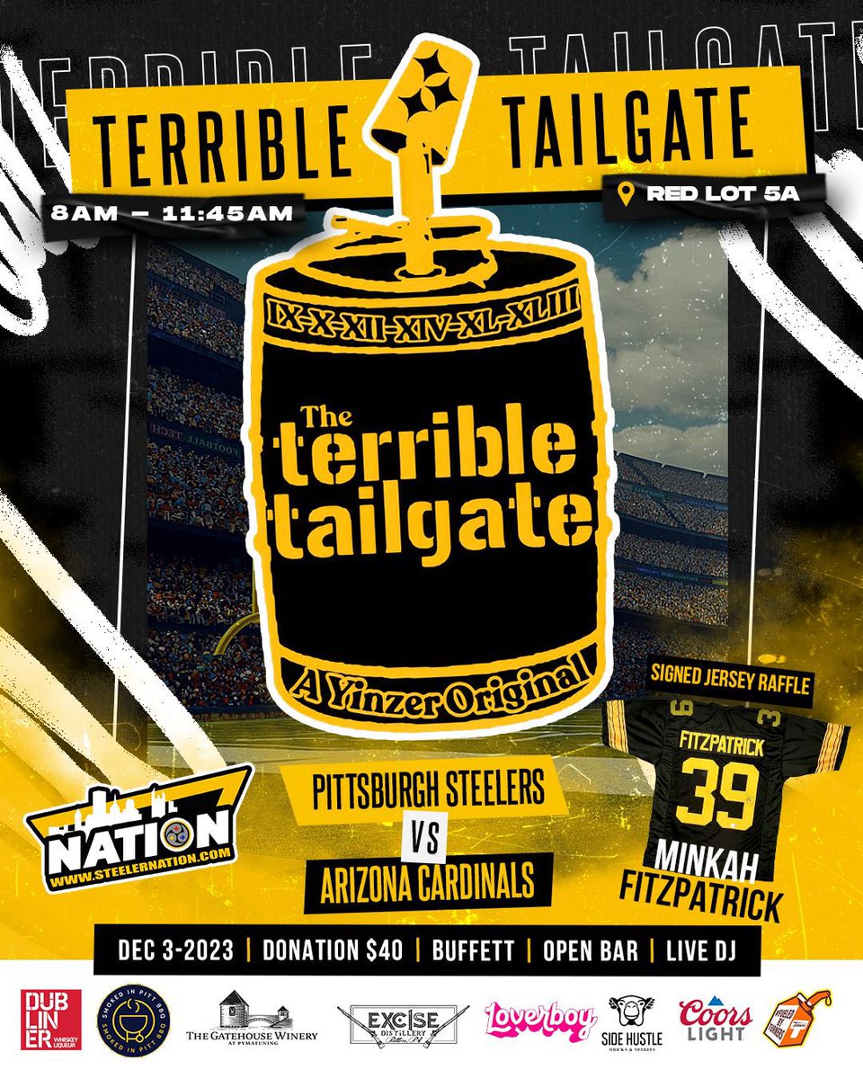 KevinAdams26's tweet photo. Next few weeks, the Steelers can really start to solidify a spot in the playoffs if we hold down home field.

So let’s get REAL LOUD folks there. I’m giving away 2 tix to the game and the Terrible Tailgate against the Cards.

REPOST/FOLLOW.

TailgateTix���🏽 
https://t.co/oPCovv4Auf https://t.co/gD06lzvoWZ