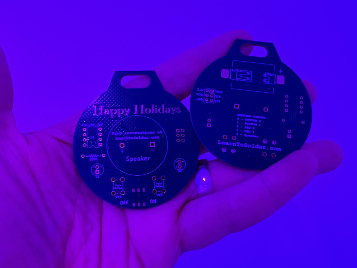 MakeAugusta's tweet image. The final version of the Holiday Ornament kit just arrived! They turn out perfect. Preorder now! Limited Run. 

learntosolder.com/collections/so…