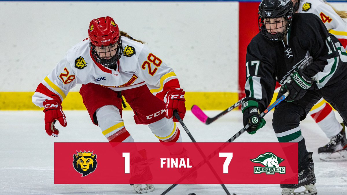 WIH | FINAL AT MORRISVILLE.

McClanahan finds the back of the net in the second period to tally <a href="/KingsWHockey/">King's College Women’s Hockey</a> 's only goal in a 7-1 loss against the Mustangs.

#MonarchNation // #EarnTheCrown