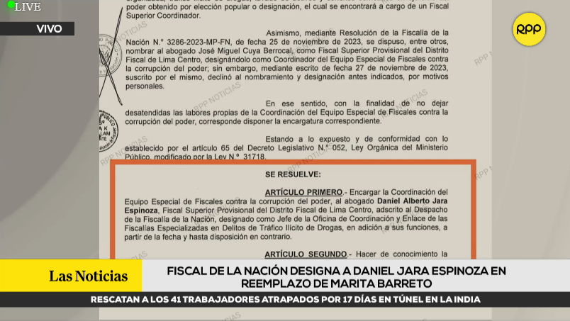 🚨 #Urgente. Fiscal de la Nación, Patricia Benavides, designó a Daniel Jara Espinoza en reemplazo de Marita Barreto en el Equipo Especial contra la Corrupción del Poder 👉 Toda la información en rpp.pe