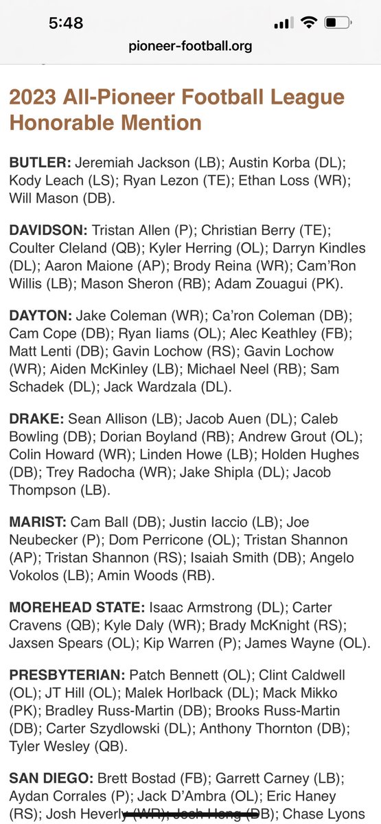 ChrisAl54990579's tweet photo. @DrakeBulldogsFB Congrats to all the Drake players that made the All Conference PFL 1st Team, 2nd Team and Honorable Mention! Hell of a season! https://t.co/PMV04BGXgc
