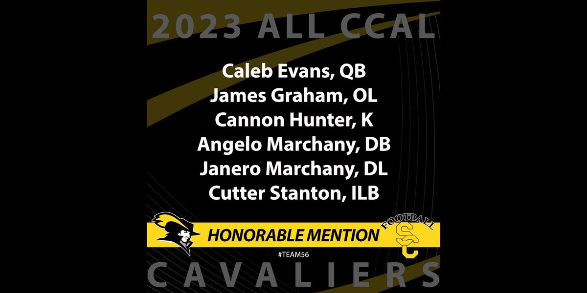 Congratulations to our Cavaliers selected to the 2023 All-CCAL team! #Team56 #SCFootball