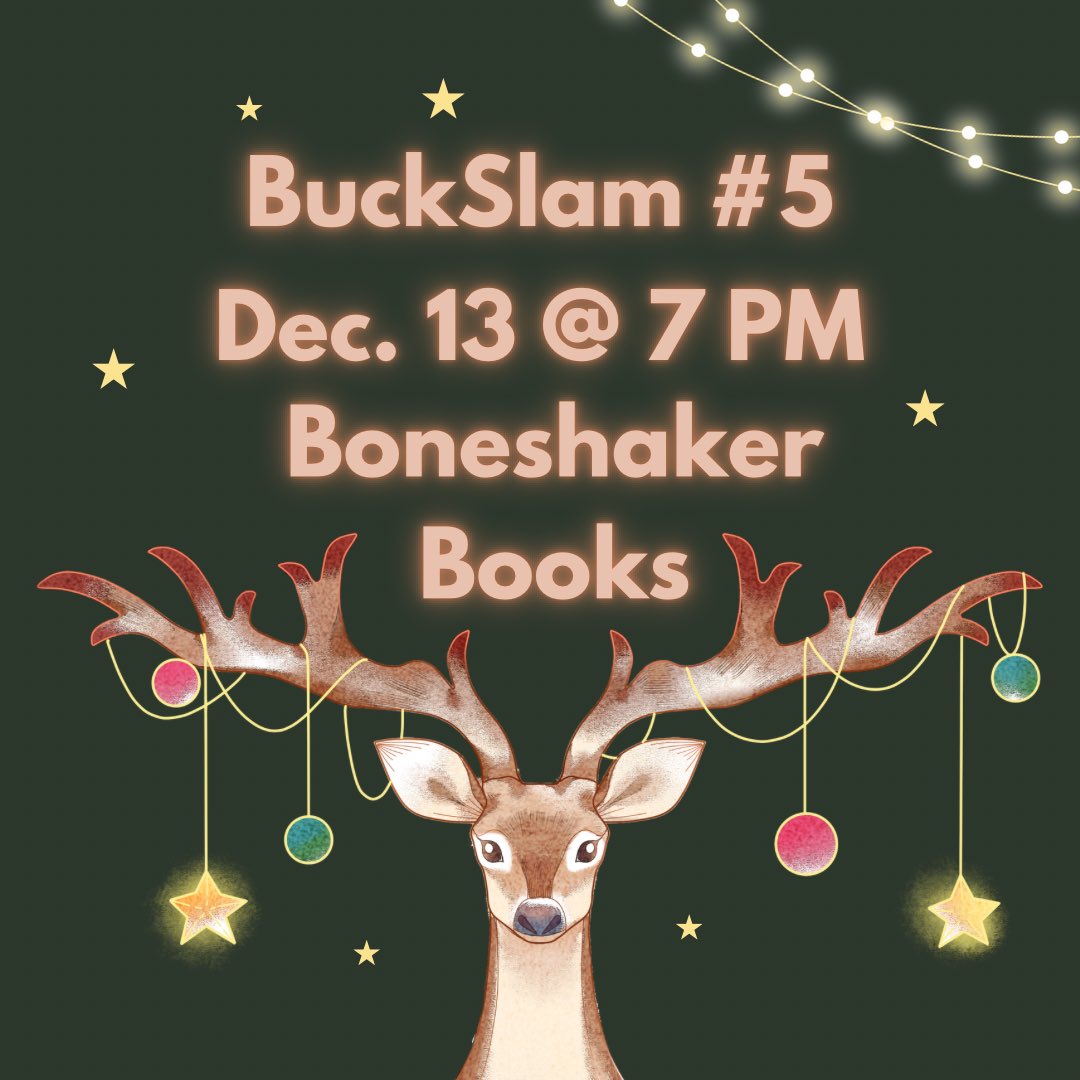 BuckSlam (@buckslam_mn) on Twitter photo Howdy, Buckaroos!
Bundle up, grab a buddy, bring your mask, a buck ($1), and join the herd for the last BuckSlam of the year!
Dec 13 // Doors at 7 // Show at 7:30 // <a href="/boneshakerbooks/">Boneshaker Books</a> // Masks Required
Buckslam? Heard that! #poetryslam #twincitiesarts Howdy, Buckaroos!
Bundle up, grab a buddy, bring your mask, a buck ($1), and join the herd for the last BuckSlam of the year!
Dec 13 // Doors at 7 // Show at 7:30 // <a href="/boneshakerbooks/">Boneshaker Books</a> // Masks Required
Buckslam? Heard that! #poetryslam #twincitiesarts