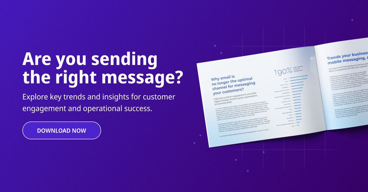 kudosity_com's tweet photo. Elevate your business customer engagement strategy 📲✨ Unlock global trends in Application to Person (A2P) mobile messaging in the Whitepaper "Are you sending the right message?" Authored by Tech Research Asia. Download Now https://t.co/u0k9wDgtqO💡📈 #MessagingTrends https://t.co/VIhymK00PT