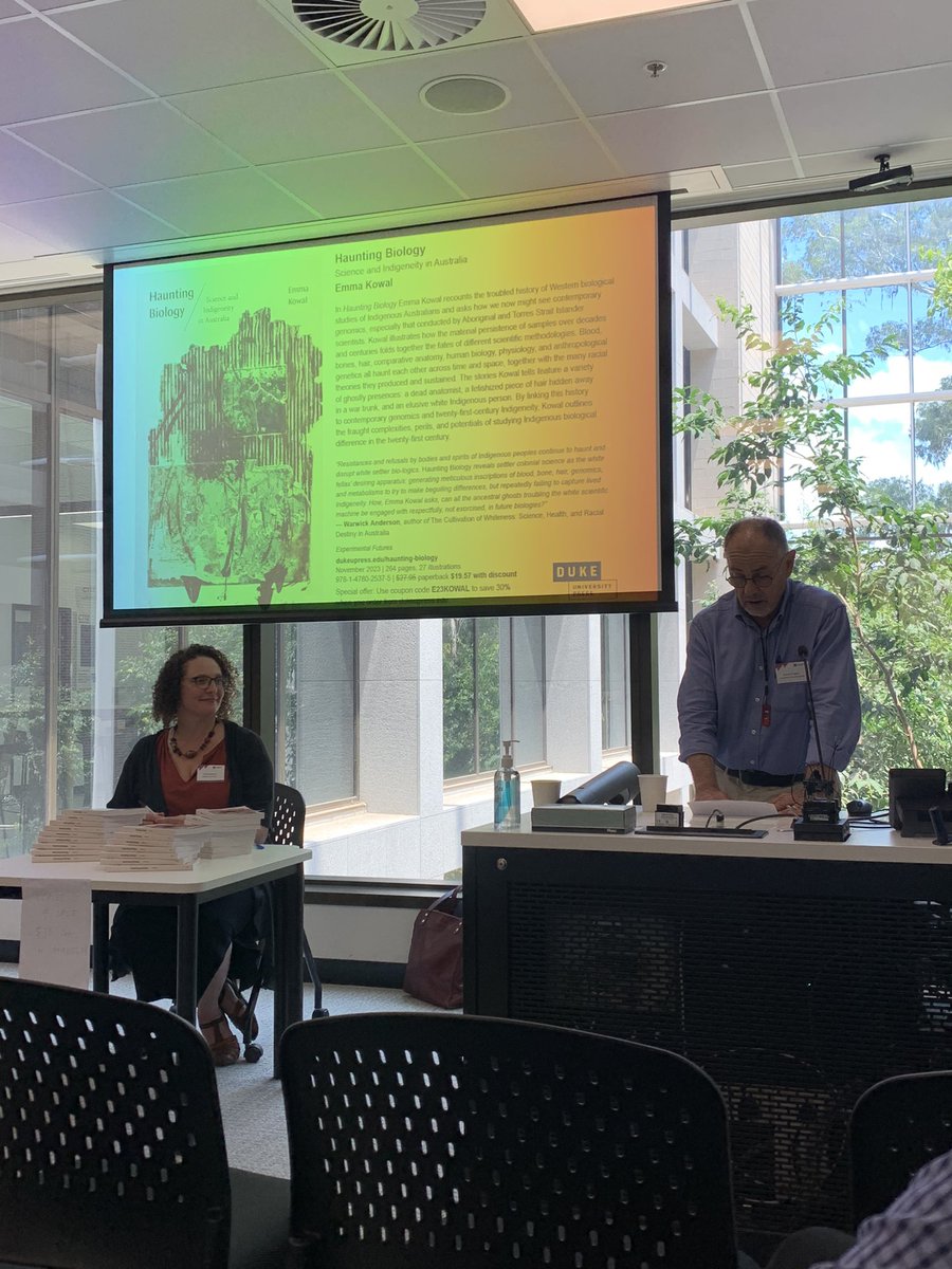 MardiRS's tweet photo. Professor David Trigger launching @profemmakowal amazing new book ‘Haunting Biology’ at the @aus_anth conference #AAS2023 https://t.co/7CNEyuwyJF
