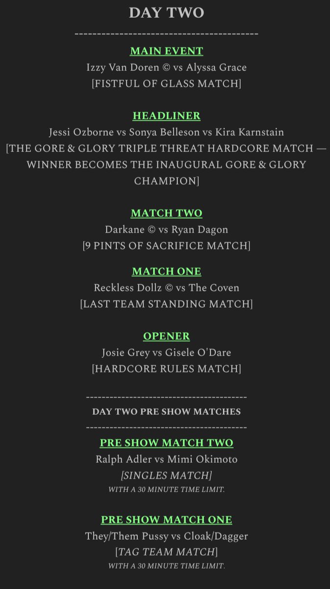 ShWfed's tweet photo. FINALLY! Back from Vacation and ready for some blood covered snow— So here is the TWO DAY EVENT line up for "DEATH BEFORE DISMEMBERMENT"; which will be LIVE this holiday season from Chicago, Illinois! — #TheWarden

[Match cards/Poster will be made on Thursday.] https://t.co/c5YA2wVML5