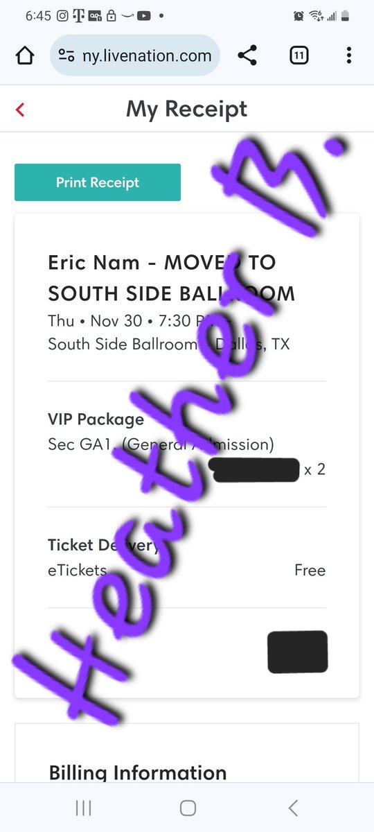 Would anyone be interested in @ericnamofficial tickets before I list them on TM? Have 2 VIP for 11/30 Dallas show. I have proof and I've sold tickets once before.