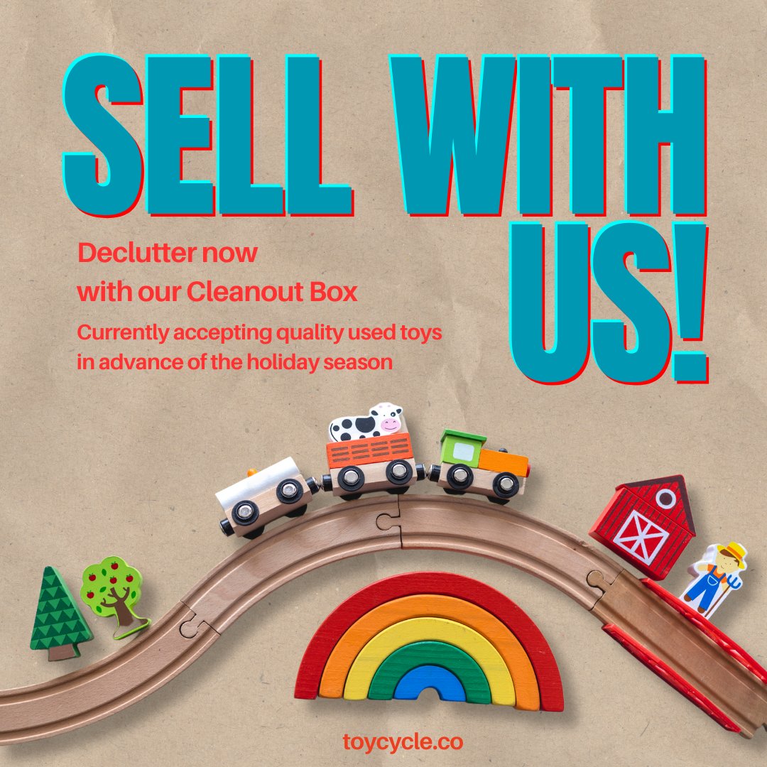 toycycleco's tweet image. Calling declutterers! Take advantage of our nationwide Cleanout Box service to consign outgrown toys now.

#consignment #kidsconsignment  #kidsconsignmentonline #kidsthriftshop #babyconsignment #secondhandsell #sellingsecondhand #sellsecondhand #selltoys #sellingtoys