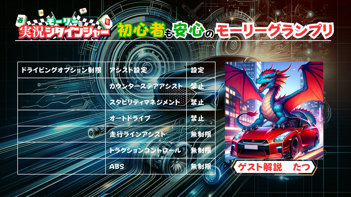 CONNECT_Molly's tweet image. 今月の #モーリーグランプリ 最終日は明日21時！
#日産サティオ佐賀GP2023　s4直前！息抜きがてらお越しください😆
今回のゲスト解説は　たつさん！ @TJordan0322 （イメージ画像はダルイー3で勝手に生成）
初心者の皆さんも参加可能です✨皆様お待ちしてまーす🤩

youtube.com/@multicreateof…