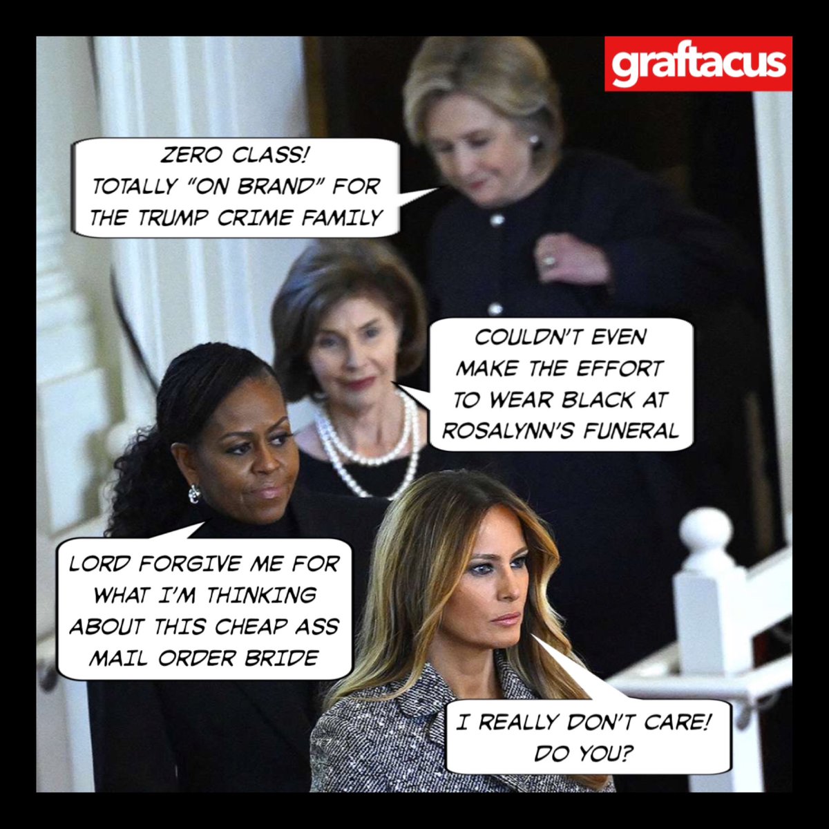 Graftacus's tweet photo. Three #FirstLadies and a #GangstersMoll
#melaniatRUMP
#WhenTheyGoLowWeGoHigh
#ClassIsPriceless #ClassCantBePurchased
#tRUMPCrimeFamily #MailOrderFirstLady #BeBest https://t.co/6qcov0olfi