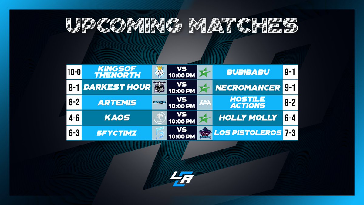 LCABroadcasting's tweet photo. ๐จ Tonight's Matches Covered by LCA!๐จ
โ๏ธ #KingsOfTheNorth VS #bubibabu
๐๏ธ @danniifanta & @AllinGaming23
โ๏ธ @ggDarkestHour VS #Necromancer
๐๏ธ @GETTHEBAGMARK & @FraqKTR
โ๏ธ @EsportsArtemis VS #HostileActions
๐๏ธ @cernersandals
Streams in replies below!๐ https://t.co/MUkZQqh2kn