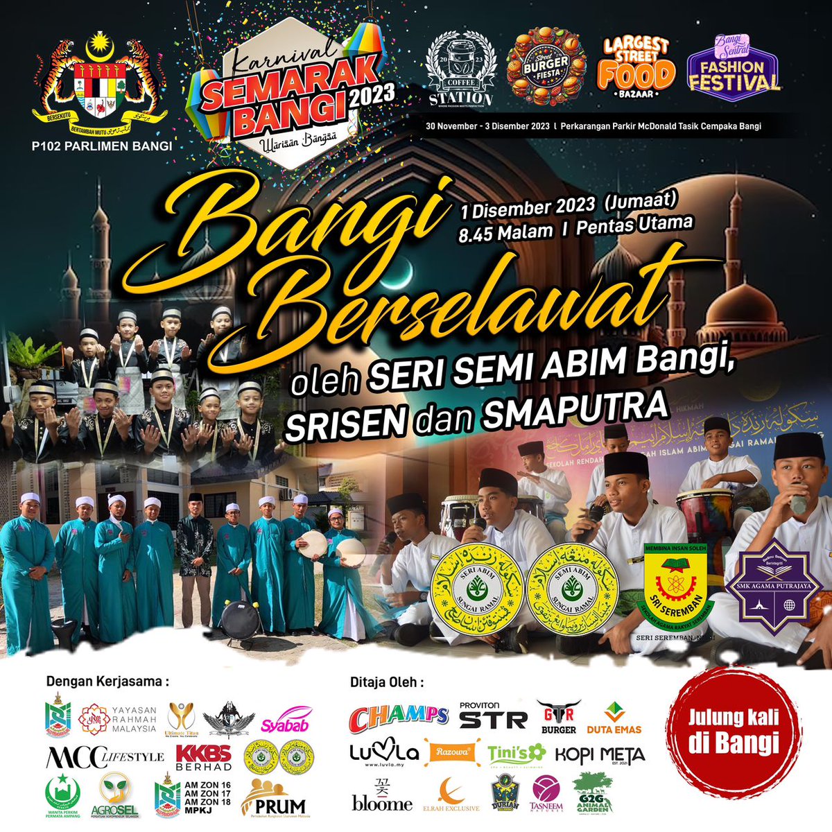 abimalaysia's tweet photo. 📣📿Bangi Berselawat 📿

Assalamualaikum Dan Salam Sejahtera

🌹1. Jom Saksikan Bangi Berselawat Bersama Kumpulan Qasidah
🔹Raudhatul Muhibbin SEMI ABIM Sungai Ramal, Kajang, Selangor
🔹As Soufi SMKA Putrajaya (SMAPUTRA), Putrajaya
🔹Sri Seremban, Nilai, Negeri Sembilan https://t.co/klXfjsnOLT