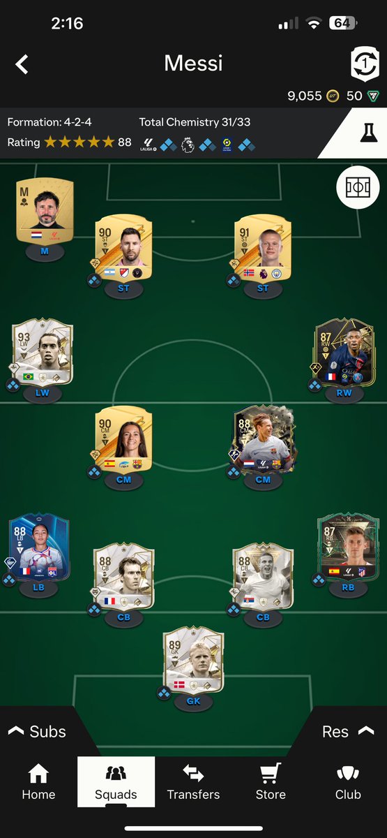 Jake73863289's tweet photo. @FUTWORKSHOP Here’s my current team and bench. Any advice would be great! Not really sure where too improve, everyone is untradable except messi. https://t.co/j1KzWtLetT