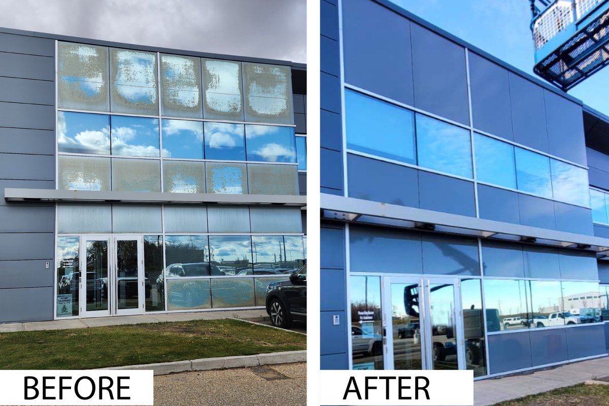 SuperTintltd's tweet photo. Before &amp; After exterior #film #installation.
#windowfilm #solarfilm #Façade #renovations https://t.co/cK33RLAgSt