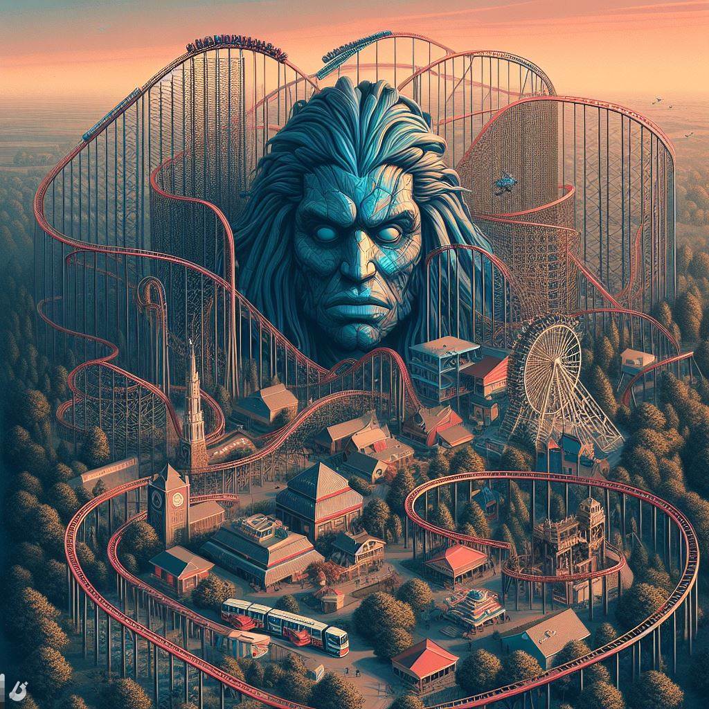 My attempts to get Bing AI to add a Gigacoaster to Six Flags Over Texas results in . . . strange things. I mean is it themed to the God Emperor of Mankind of something?