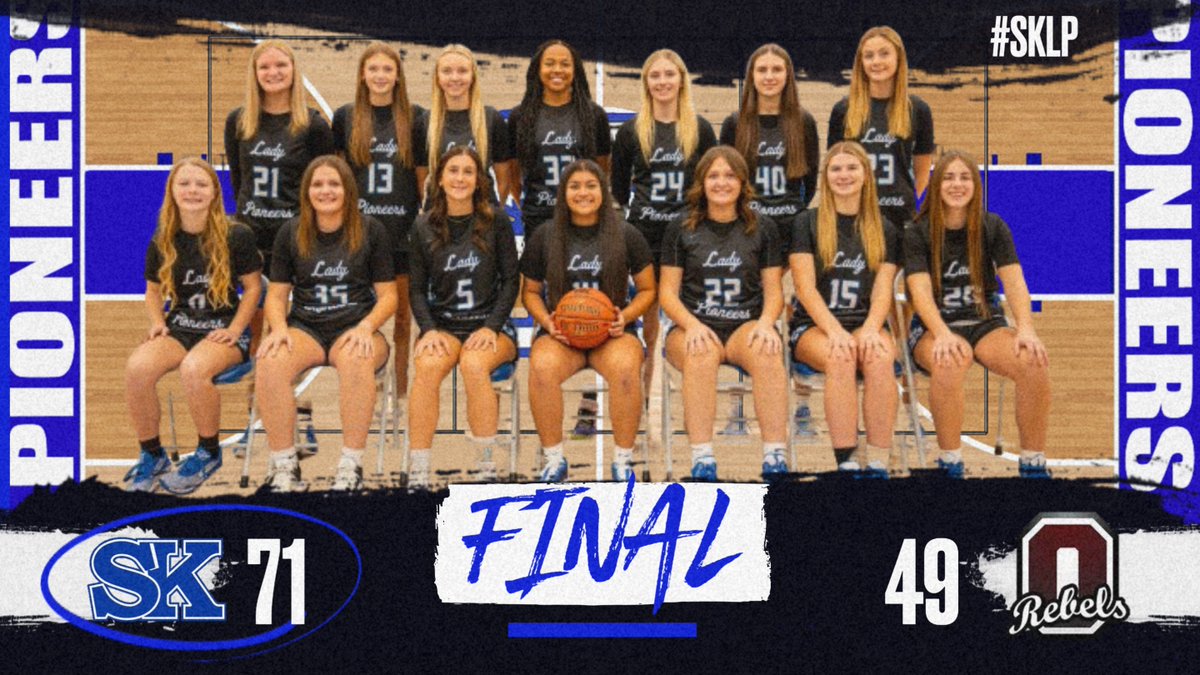 Lady Pioneers pick up their first win of the season tonight!  Leading scorers tonight were Brynli Pernell with 29 and Haylie Webb  with 18.  #SKLP