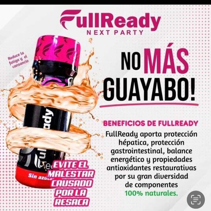 FullReady DS
No más guayabo
100% Natural
Pedidos 3003013630