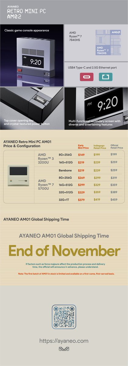 AYANEO__'s tweet photo. 🚀💻 Quick recap of the #AYANEO Retro Mini PC #AM01 launch event! Dive into the Mini PC 2.0 era with us. 🌐
IGG Pre-order: https://t.co/rW4aweUliU
🔍 #RetroMiniPC #LaunchRecap #MiniPC 🎉👀 https://t.co/Vq2ID9xg71