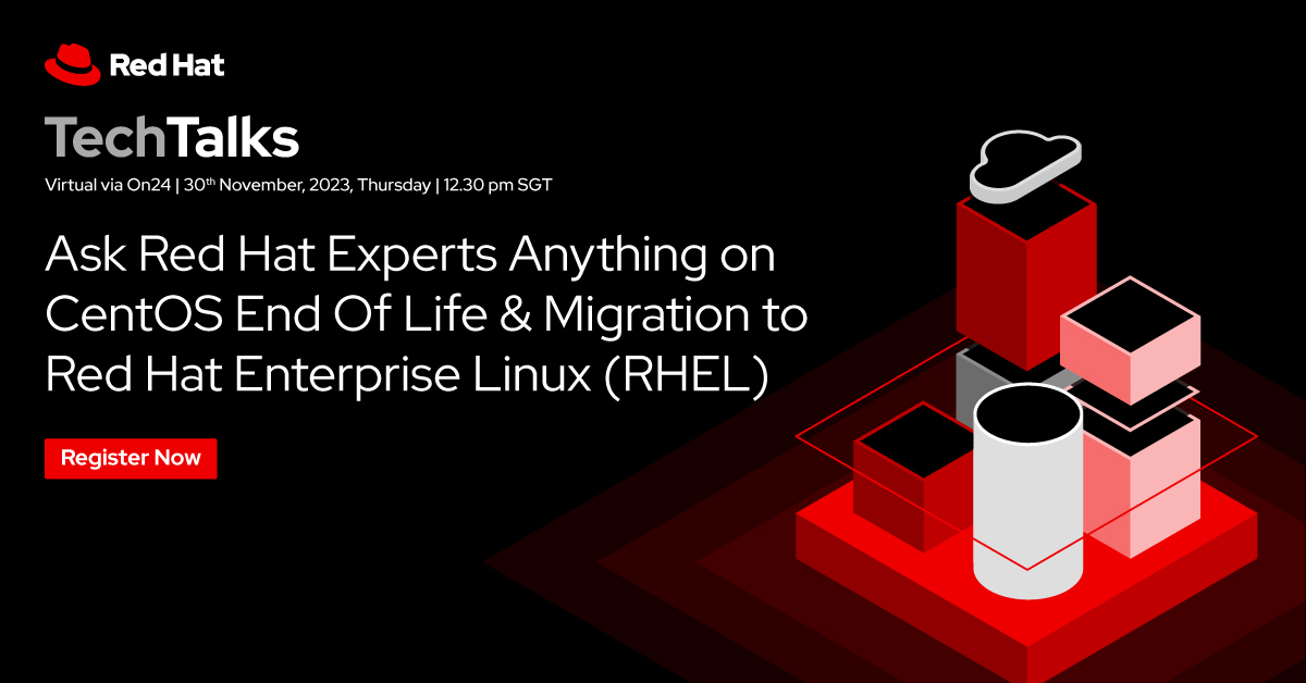 RedHatAPAC's tweet image. Looking to make the switch to #RHEL? Get the answers to all your migration questions from Red Hat experts like Gulshan Prasad when you register for our webinar: red.ht/3MJ3YLH

#CentOSMigration #RHELWebinar #LinuxFuture #TechInsights