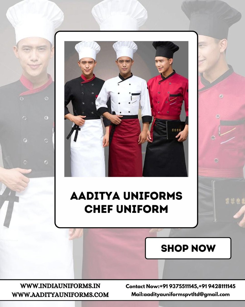 Aadityauniform's tweet image. Chef Uniforms At Aaditya Uniforms

#ChefUniforms
#CulinaryStyle
#KitchenChic
#GourmetWear
#CookingFashion
#ChefLifeAttire
#CulinaryCouture
#GastronomyUniform
#CookingElegance
#ChefApparel
#KitchenThreads
#FoodArtistryFashion
#Chef
#CulinaryCulture
#Ahemdabad
#Aadityauniforms