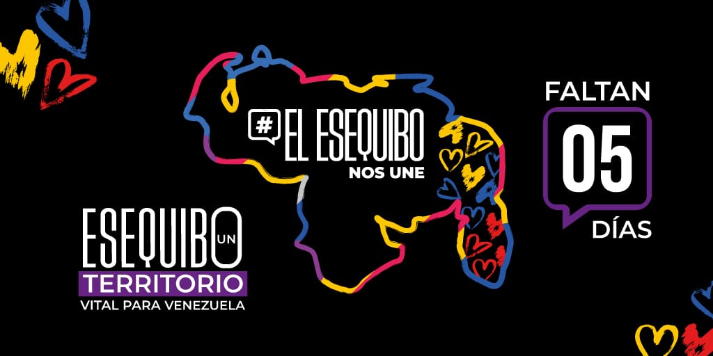 cedocabar's tweet photo. El pueblo heroico venezolano asistirá a un encuentro consciente, organizado y participativo en defensa de nuestro Esequibo, este próximo 3 de diciembre te invitamos a decir 5 veces Sí, solo faltan 5 días para decir #5VecesSíPorMiEsequibo #YoVoto5VecesSí https://t.co/hHGFDbFz9g