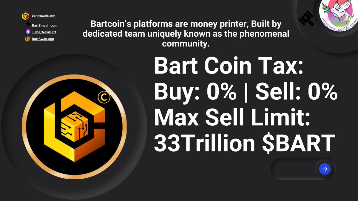 $BART is now 0/0% Tax!

#BartSmash is the $GROK killer! #NewTwitter
#BartSmash > #X #Facebook

CA:
0x16E79E09b3B56BCBBA83667aFf88dc6ca727Af2e

Chart:
dextools.io/app/en/bnb/pai…

Phenomenal Community: t.me/NewBart