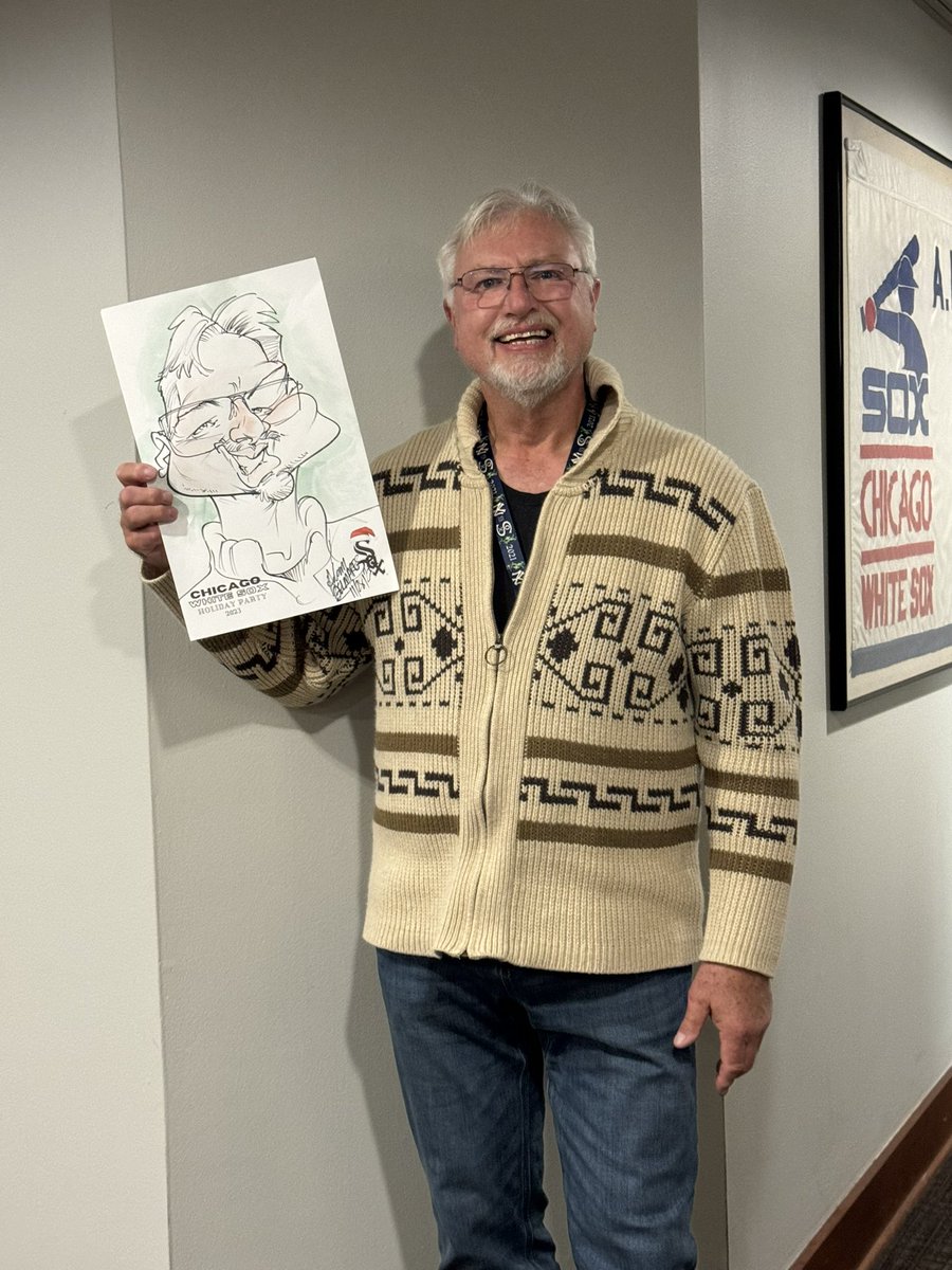 RonKittle42's tweet photo. White Sox had there Christmas party tonight  and they had 2 caraciture artist on hand. So here’s my headshot !! You can’t polish a turd!!! It was nice seeing everyone and Levy made an awesome dinner. https://t.co/wvRchgmdyf