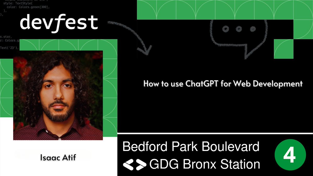 Do you want to learn how to use ChatGPT as a tool to help you save time when starting webdev projects? Come check out Issac's talk <a href="/isaacadev/">isaac 🏝️</a> #DevFest #DevFest2023 #DevFestBX