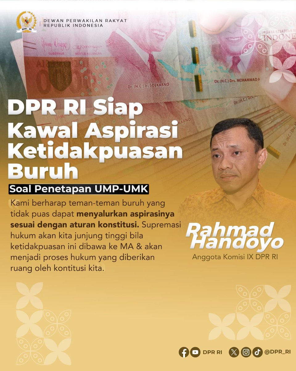 #Komisi9 DPR siap menyalurkan dan mengawal aspirasi buruh kpd pemerintah terkait penetapan #UMP di sejumlah daerah, yg di rasa tdk sebanding dgn inflasi saat ini.
Dan apabila rakyat merasa tdk puas dgn hasil putusan bs melakukan gugatan ke pengadilan.
#UMK
#Buruh