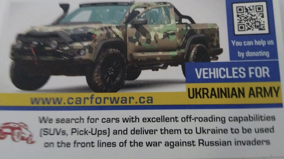 spring2sunshine's tweet photo. #Canadians🇨🇦 #UkrainianCanadians Please support https://t.co/N3wdBvWaVZ #SUVs #pickups #tires but not limited,needed. Shipped to #Ukraine, delivered to the #zeroline or #donate funds‼️‼️ #Canada #Toronto #Ottawa #Barrie #Saskatoon #NewBrunswick #AFU #CanadaVolunteerGroup 🇨🇦🇺🇸🇺🇦 https://t.co/4G0WQYMXT3