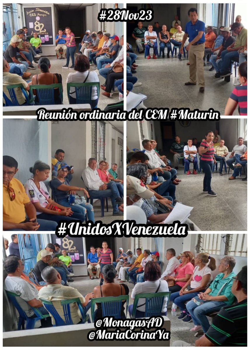 sandraalfaro's tweet photo. #28Nov23 #SandraAlfaro Hoy en reunión ordinaria del CEM #Maturin @ADemocratica, seguimos trabajando con firmeza y comprometidos con el cambio del modelo político en nuestro país, consolidando la #UnidadXVenezuela con la candidatura de @MariaCorinaYA
@hramosallup
@organizacionAD https://t.co/ltzOCBUwUv