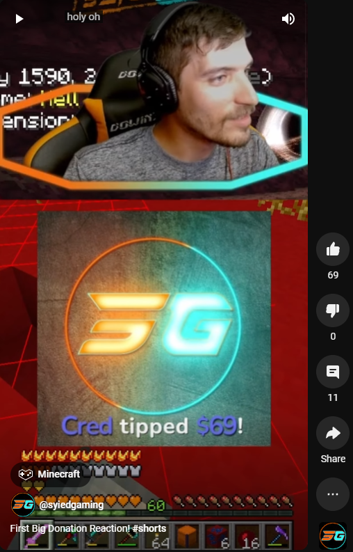 GamingSyied's tweet photo. Just want to say Thank You to all my viewers that watched my first big donation and also kept the like count at 69. Nice. https://t.co/S1iCSdfu2c