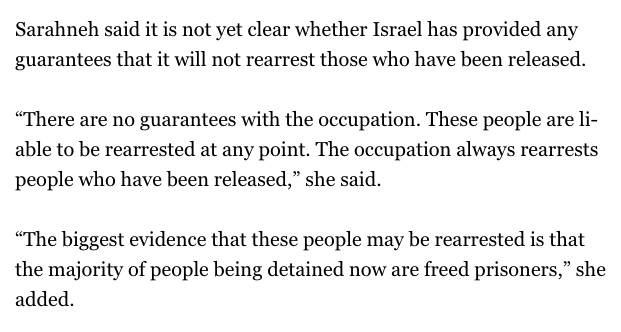 "As long as there is occupation, the arrests will not stop. People must understand this because this is a central policy of occupation against Palestinians and to restrict any kind of resistance. This is a daily practice – its not just after October 7."