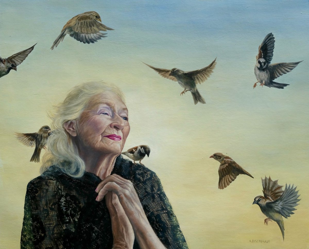 It's always a beautiful day for bird watching! This harmonious work is by Kristen Eisenbraun. Doesn't it make you feel like flying?

'A Flying Soul', 21 x 26', oil on linen.

#oilpainting #animalpainting #kristeneisenbraun
#contemporaryart #inspiration #artlovers #birdpainting