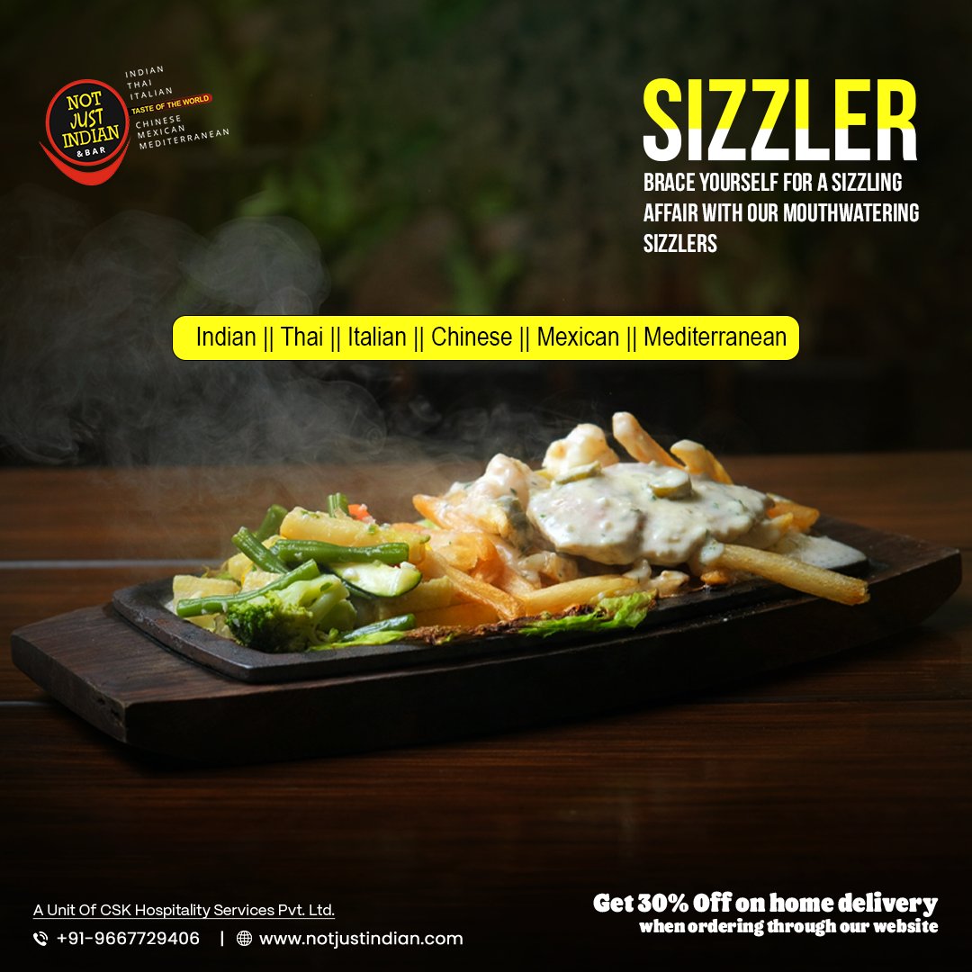NotJustIndian1's tweet photo. Deliciousness meets fire at Not Just Indian! Our sizzlers are the epitome of spicy indulgence. Come, indulge in the heat!

Visit - https://t.co/H2RMoalJIS

#notjustindian #notjustindianrestaurant #indirapuram #indirapuramrestaurant #SizzlingAdventure #SizzleMagic https://t.co/qRi58i4kFW