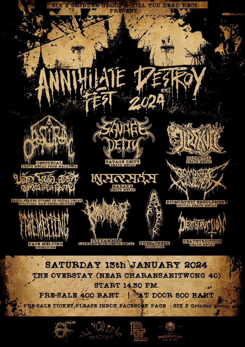 🇹🇭x🇲🇾🔥🤜🏼🤛🏼

<a href="/obscurialmusic/">OBSCURIAL</a> ke Bangkok. 

Annihilate Destroy Party Fest 2024. 
13 Januari 2024. 

#DeathMetal