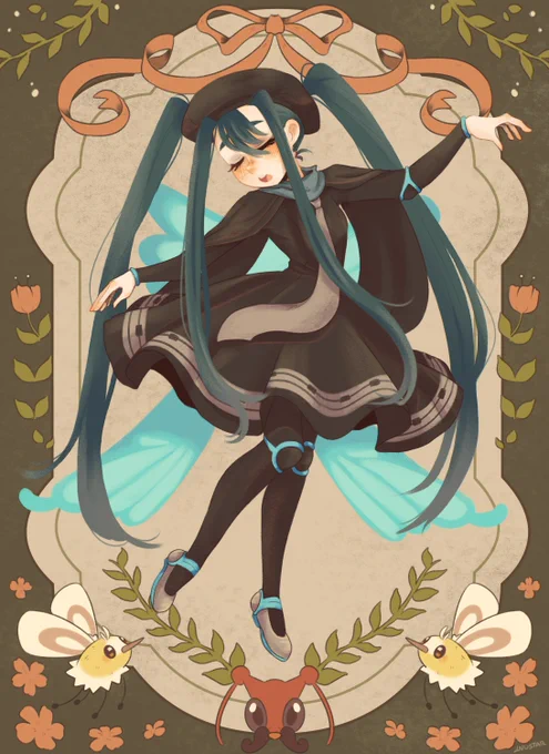 Bug type Miku for #glitchedmikucollab 🌿🐞🦋
#ProjectVOLTAGE #ポケミク 