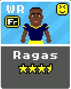 With his partner Daquan Cosby out for the season, Freshman Vi Ragas stepped his performance up in "The Game." He was busy being unguardable, catching 14 balls for 186 yds and 2 tuddy's. Blue ⬆️ Bucs⬇️. @#TheGame #RBCollege #GoBlue #Michigan