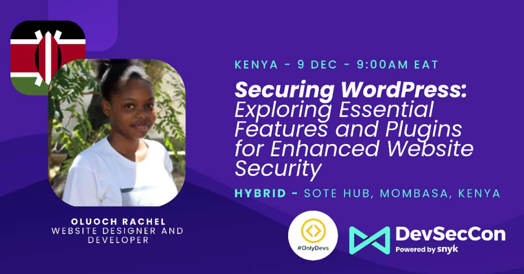pwaniteknowgalz's tweet image. Join our #codehack alumna @OluochRecky for the @devseccon hybrid event happening at @Sote_Hub on 9th December as she explores essential features and plugins for enhanced Website Security in WordPress.
#DSCKE