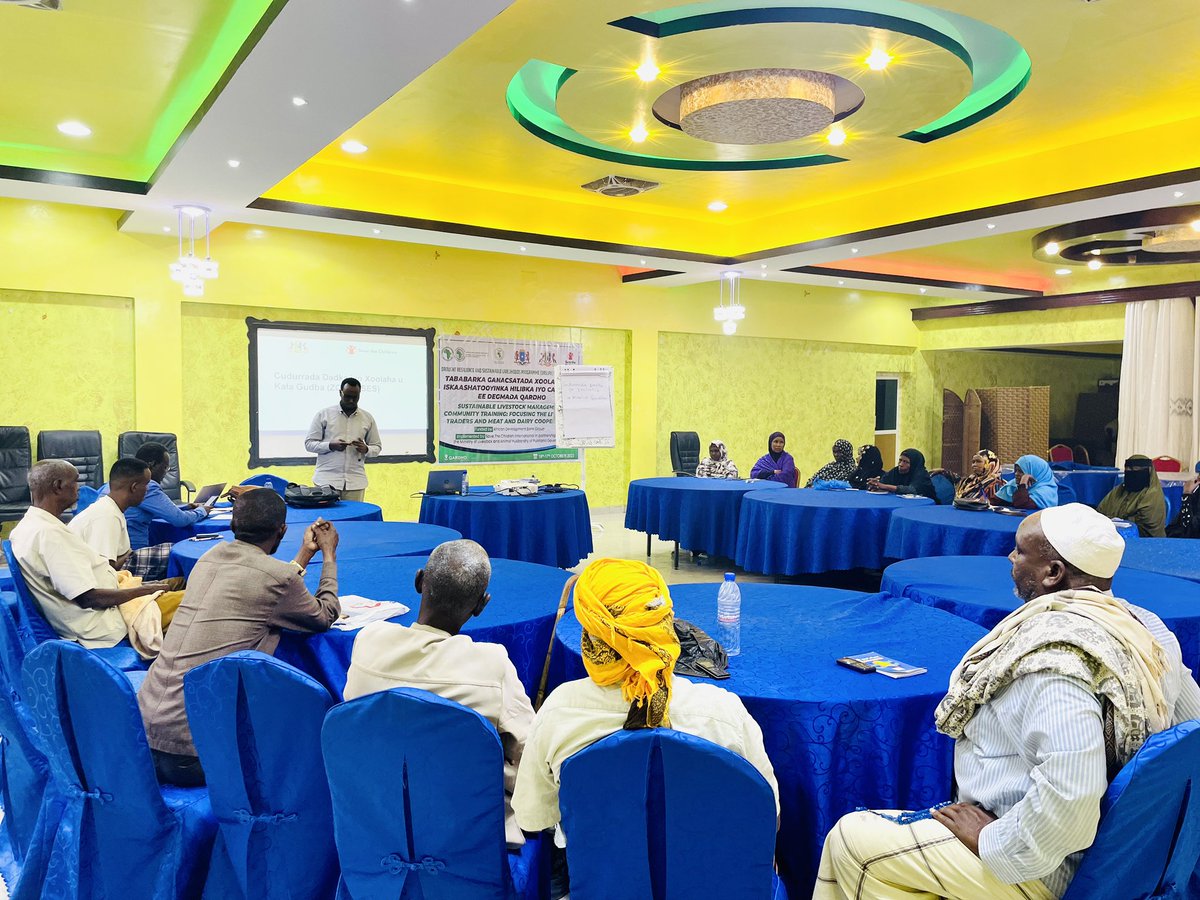 MoLAH_Puntland's tweet photo. In partnership with @SaveChildrenSO, @MoLAH_Puntland conducted community training on Sustainable Livestock management for #180 community members from #Qardho, #Garowe, #Burtinle, #Galdogob, #Galkaio &amp; #Dhahar through #DRSLP-II , @AfDB_Group funded project. 
#Livestock #Livelihood https://t.co/f6ZYqQtmXz