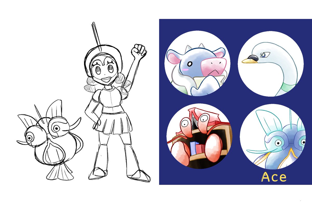 Sorry for my terrible person. But water gym leader who is a historian that dives for artifacts by the sea where she lives. Garyon is her ace.